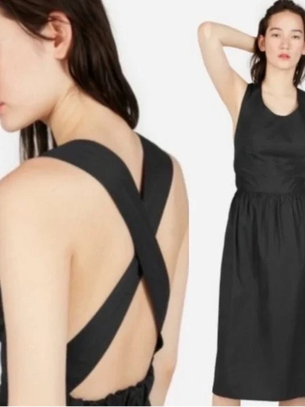 Everlane Open Back Pinafore Dress 10 Black